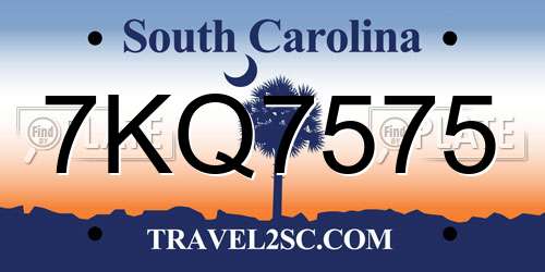 7KQ7575 South Carolina License Plate