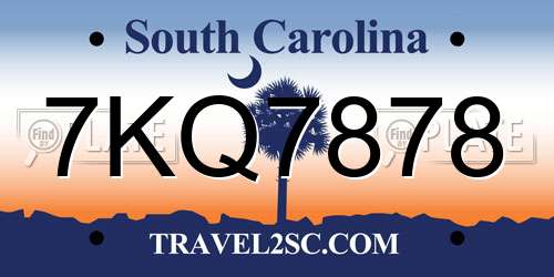 7KQ7878 South Carolina License Plate