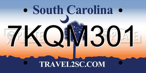 7KQM301 South Carolina License Plate