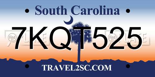 7KQT525 South Carolina License Plate