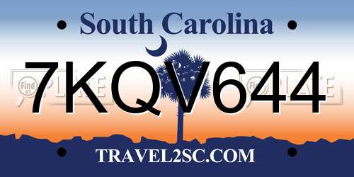 7KQV644 South Carolina License Plate