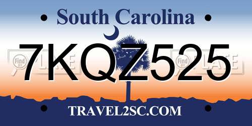 7KQZ525 South Carolina License Plate