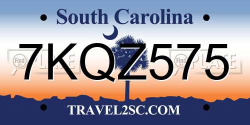 7KQZ575 South Carolina License Plate