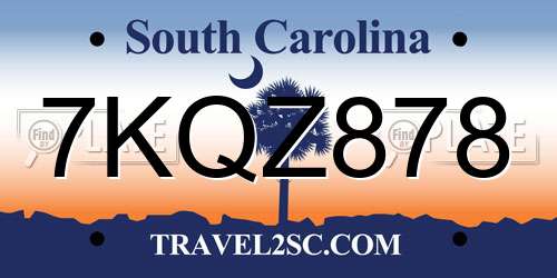 7KQZ878 South Carolina License Plate