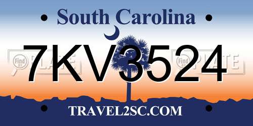 7KV3524 South Carolina License Plate