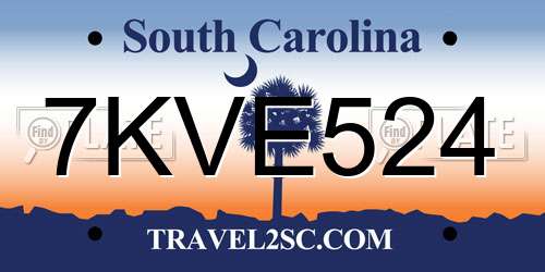 7KVE524 South Carolina License Plate