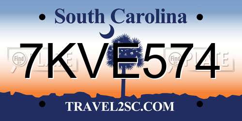 7KVE574 South Carolina License Plate