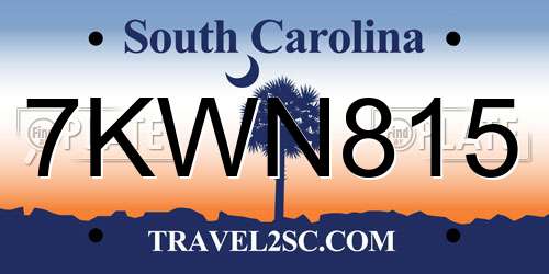 7KWN815 South Carolina License Plate