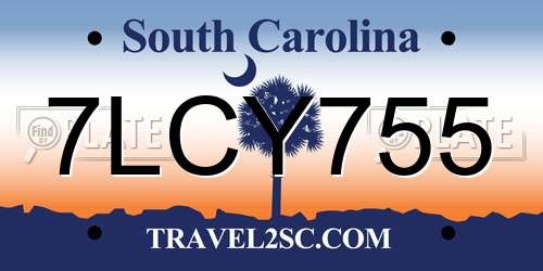 7LCY755 South Carolina License Plate