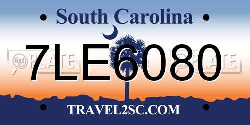 7LE6080 South Carolina License Plate