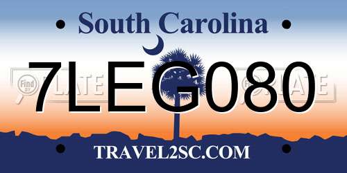 7LEG080 South Carolina License Plate