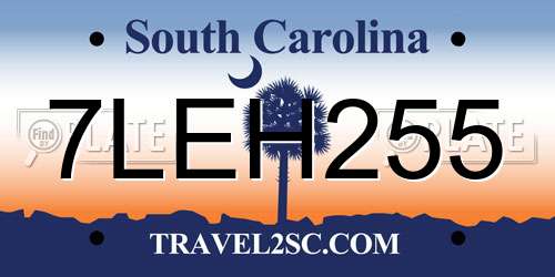 7LEH255 South Carolina License Plate