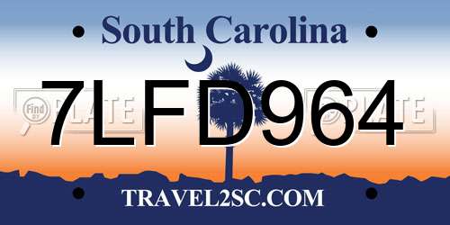 7LFD964 South Carolina License Plate