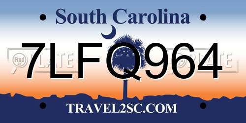 7LFQ964 South Carolina License Plate
