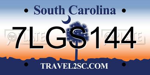 7LGS144 South Carolina License Plate