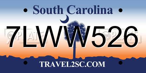 7LWW526 South Carolina License Plate
