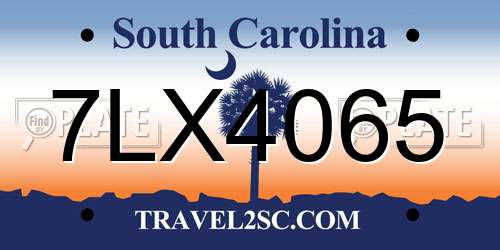 7LX4065 South Carolina License Plate