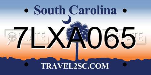 7LXA065 South Carolina License Plate