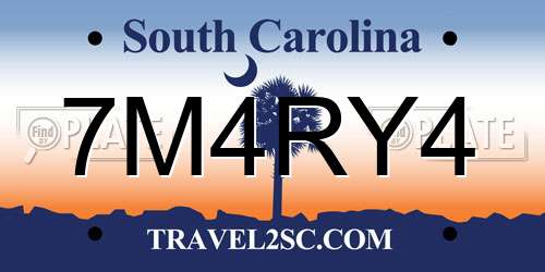 7M4RY4 South Carolina License Plate