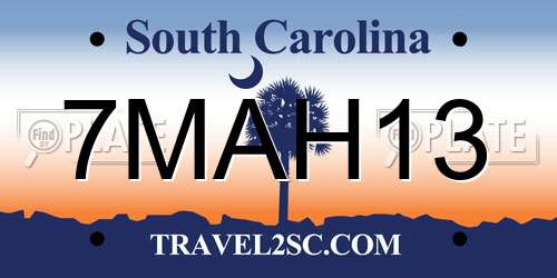 7MAH13 South Carolina License Plate