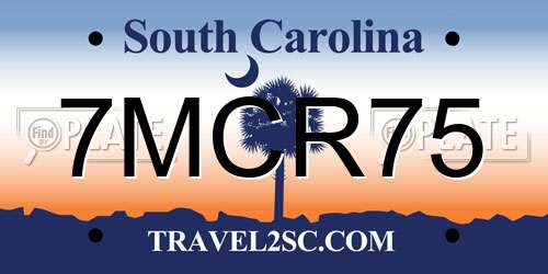 7MCR75 South Carolina License Plate