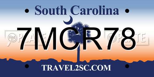 7MCR78 South Carolina License Plate
