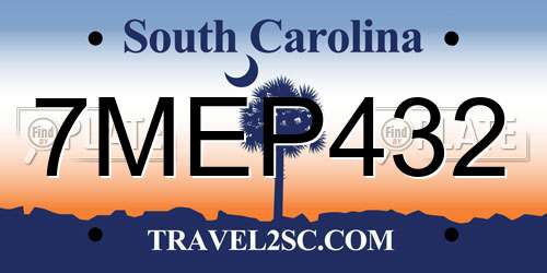 7MEP432 South Carolina License Plate