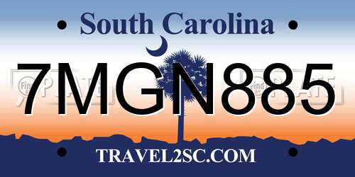 7MGN885 South Carolina License Plate