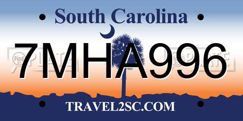 7MHA996 South Carolina License Plate