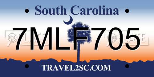 7MLF705 South Carolina License Plate