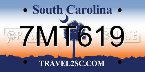 7MT619 South Carolina License Plate