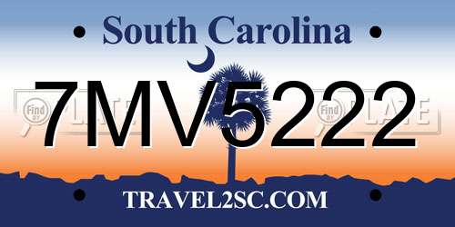 7MV5222 South Carolina License Plate
