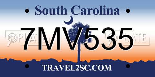 7MV535 South Carolina License Plate