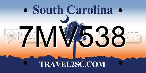 7MV538 South Carolina License Plate