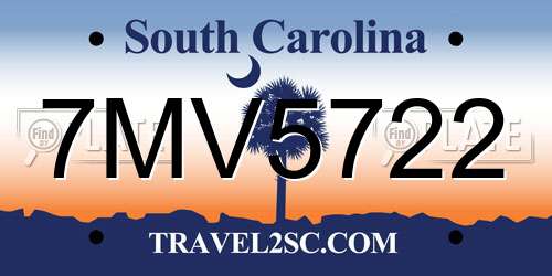 7MV5722 South Carolina License Plate