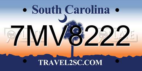 7MV8222 South Carolina License Plate