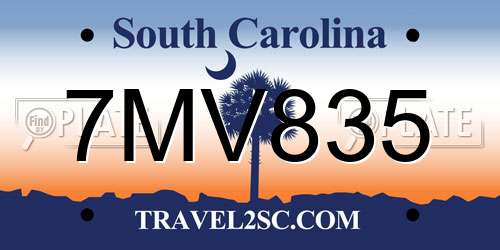 7MV835 South Carolina License Plate