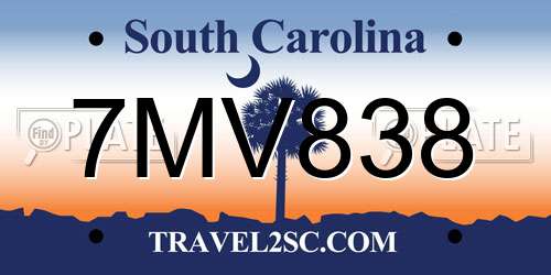 7MV838 South Carolina License Plate