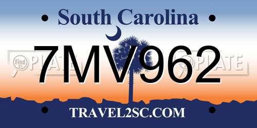 7MV962 South Carolina License Plate