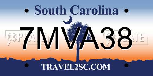 7MVA38 South Carolina License Plate