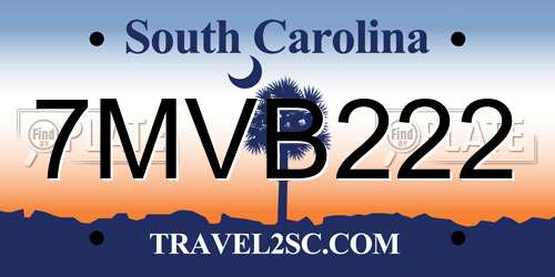 7MVB222 South Carolina License Plate