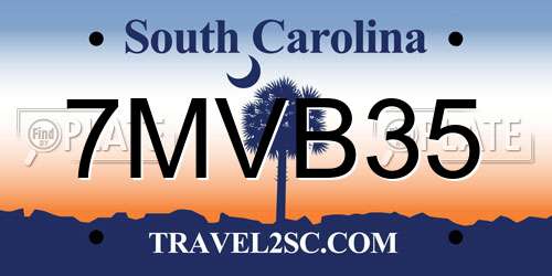 7MVB35 South Carolina License Plate