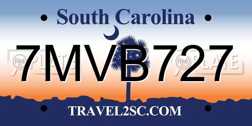 7MVB727 South Carolina License Plate