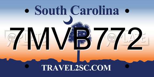 7MVB772 South Carolina License Plate