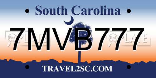 7MVB777 South Carolina License Plate
