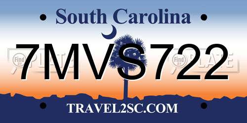 7MVS722 South Carolina License Plate