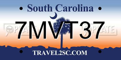 7MVT37 South Carolina License Plate