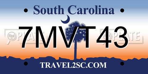 7MVT43 South Carolina License Plate