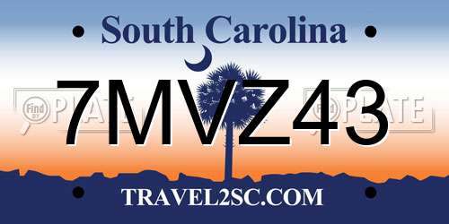 7MVZ43 South Carolina License Plate
