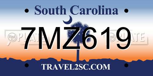 7MZ619 South Carolina License Plate